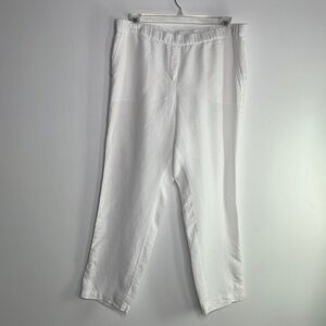 J Jill pure Jill white linen roll tan cuff pants, size large